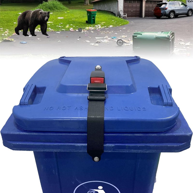 KOMOHOM Bear Proof Trash Can Lid Lock, Raccoon Proof Garbage Can Strap (Metal Enhanced Version) - Image 1
